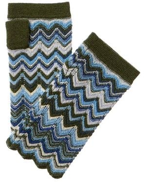 Forte Zigzag Cashmere Texting Gloves - Blue