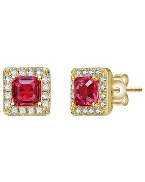 Rachel Glauber 14k Plated Cz Studs - Pink