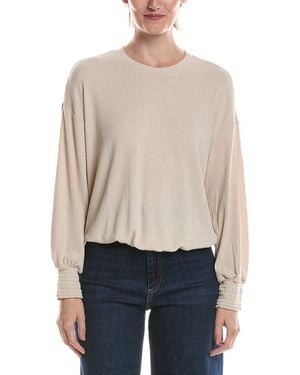 Michael Stars Tia Ribbed Crewneck Sweatshirt - White