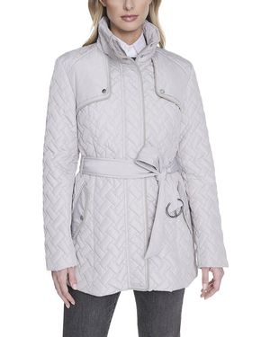 Cole Haan Signature Quilt Belted Jacket - Gray