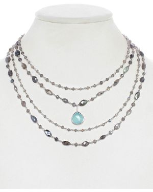 Rachel Reinhardt Jewelry Silver Gemstone Layered Necklace - White