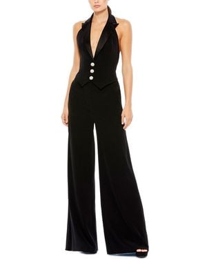 Mac Duggal Tuxedo Halter Jumpsuit - Black
