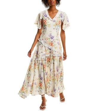 Beulah London Lacy Maxi Dress - Natural