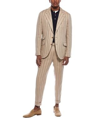 Brunello Cucinelli 2Pc Linen Suit With Pleated Pant - Natural