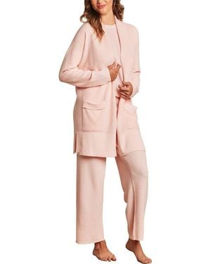 Barefoot Dreams Luxeblend Waffle Knit Cardigan - Pink