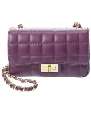 Persaman New York Poppy Quilted Leather Crossbody - Purple