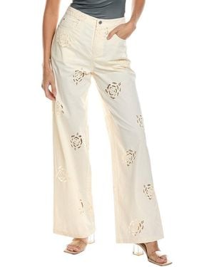 WeWoreWhat Rose Eyelet Straight Leg Pant - Natural