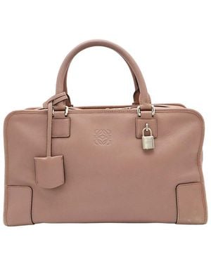 Loewe Leather Amazona Anagram Handbag (Authentic Pre-Loved) - Brown