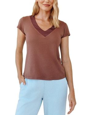 Bella Dahl Mixed V-Neck T-Shirt - Red