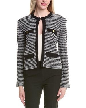 St. John Slub Tweed Knit Jacket - Gray