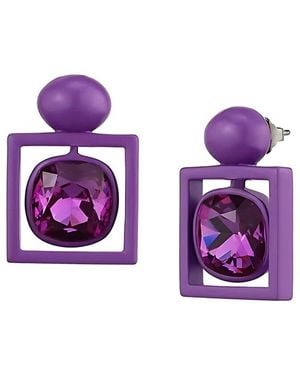 Alamode Jewelry Stainless Steel Earring - Purple