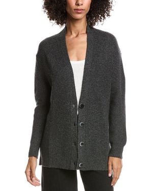 Forte Boyfriend Wool & Cashmere-Blend Cardigan - Grey