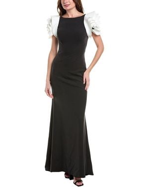 Rene Ruiz Rosette Sleeve Gown - Black