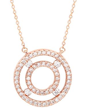 Suzy Levian 14k Rose Gold 0.75 Ct. Tw. Diamond Double Circle Necklace - White