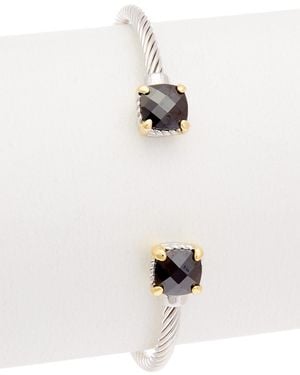 Juvell 18K Two-Tone Plated Topaz Bangle - White
