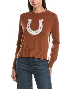 Hannah Rose Cashmere-Blend Horseshoe Jumper - Blue