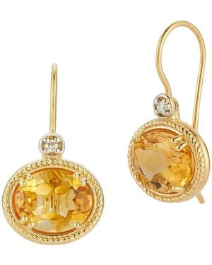 Reiss 14K 4.94 Ct. Tw. Diamond & Citrine Earrings - Metallic