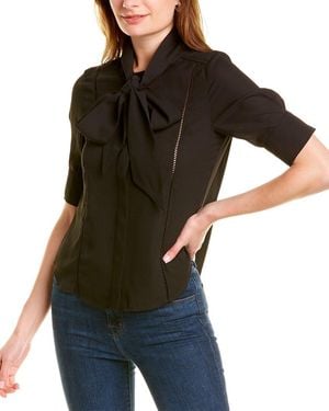 Gracia Scarf Neck Top - Black