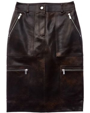 Michael Kors Cargo Leather Pencil Skirt - Black