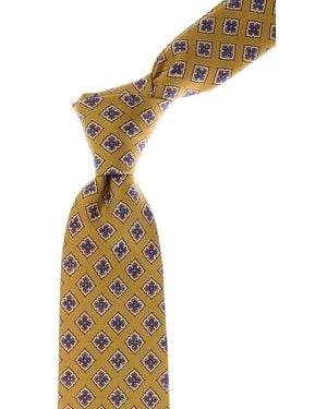 Canali Floral Medallion Silk Tie - Metallic