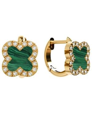 Gabi Rielle 14k Over Silver Malachite Cz Huggie Earrings - Green
