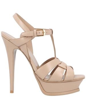Saint Laurent Calfskin Tribute Platform Sandal, Never Worn (Authentic Pre-Loved) - Pink