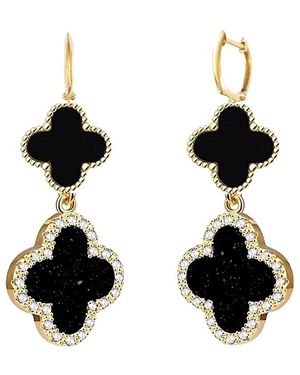 Liv Oliver 18k 65.00 Ct. Tw.onyx Cz Drop Earrings - Black