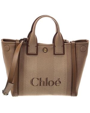Chloé Small Canvas & Leather Tote - Brown