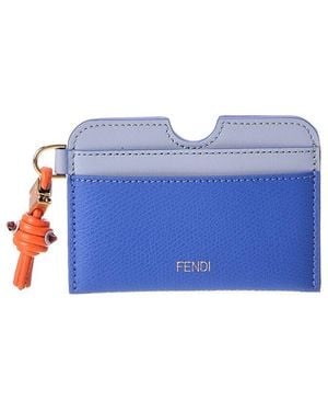 Fendi Ff Diamond Leather Card Case - Blue