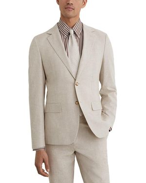 Reiss Cheltenham Check Blaze Linen-Blend Formal Jacket - Grey