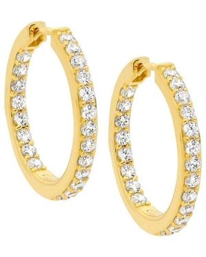 Liv Oliver 18K Plated Cz Pavé Crystal Double-Row Huggie Hoop Earrings - Metallic