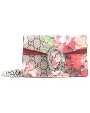 Gucci Blooms Print Gg Coated Canvas Dionysus Bag Super Mini (Authentic Pre-Loved) - Pink