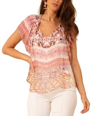 Hale Bob Evelynn Silk-Blend Blouse - Pink