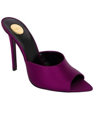 Saint Laurent Silk Goldie Mule, Never Worn (Authentic Pre- Loved) - Purple