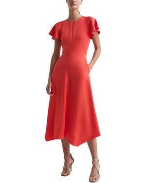 Reiss Eleni Cap Sleeve Occasion Midi Dress - Red