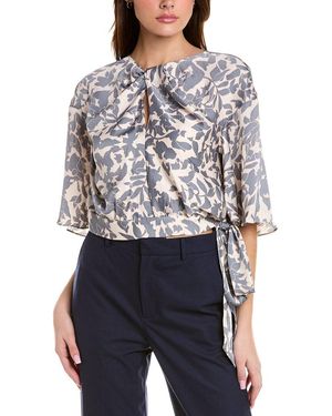BCBGMAXAZRIA Twisted Neck Blouse - Blue