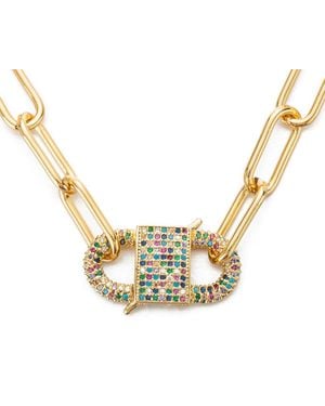 Eye Candy LA Luxe Collection Gloden Chain Link Necklace With Cubic Zirconia Crysal Pendant - Metallic