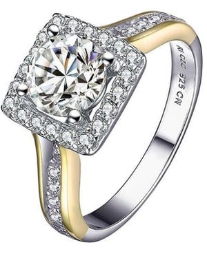 Genevive Jewelry 14K Plated Cz Halo Ring - White