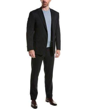 Canali Wool-Blend Suit With Flat Front Pant - Black