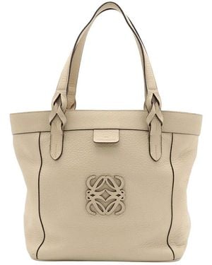 Loewe Leather Anagram Amazona Fusta Handbag (Authentic Pre-Loved) - Natural