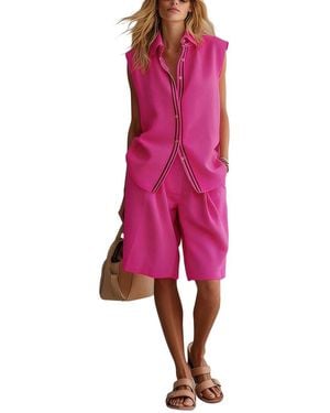 Olivia Taylor Linen Top & Short Set - Red