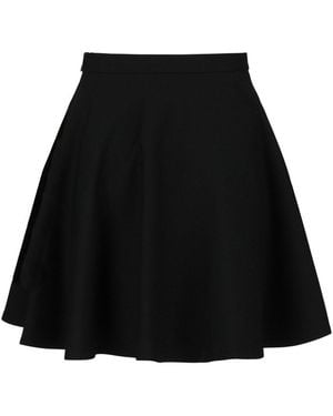 Valentino Crepe Couture High-Rise Flared Mini Skirt - Black