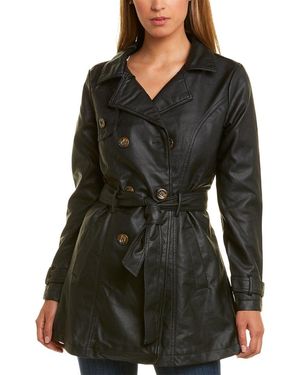 Urban Republic Double-Breasted Trench Coat - Black