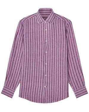 Robert Talbott Morgan Multi Check Linen Shirt - Purple