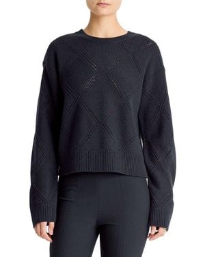 Vince Textured Argyle Wool Sweater - Blue