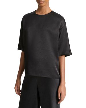 Vince Fluid Satin Blouse - Black