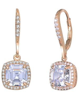 Genevive Jewelry 14k Rose Gold Vermeil Cz Drop Earrings - White