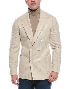 Brunello Cucinelli Wool & Cashmere-blend Blazer - Natural