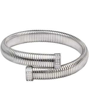 Liv Oliver 18K Plated Cz Modern Bangle Bracelet - White