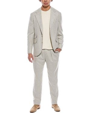 Brunello Cucinelli 2Pc Wool & Silk-Blend Suit With Pleated Pant - Gray